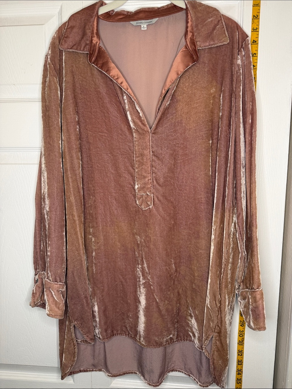 John Mark Dusty Rose Velvet Tunic Top